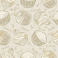 Seamless Patterns with different cupcaks N2