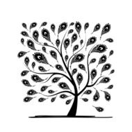 Art tree with peacock feather for your design N8
