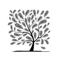Art tree with peacock feather for your design N9