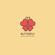Sweet Butterfly wings in the shape of hearts Vector icons