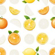 Citrus seamless pattern with lemons and oranges