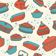 vector colorful saucepan seamless pattern