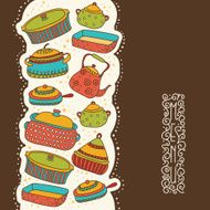vector colorfu menu cover with teapot saucepans