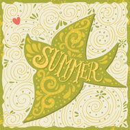 Hand drawn summer print with a bird and hand lettering