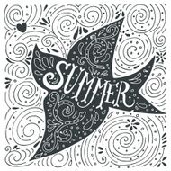 Hand drawn summer print with a bird and hand lettering N2