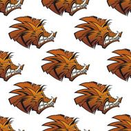 Seamless pattern of wild boars with tusks