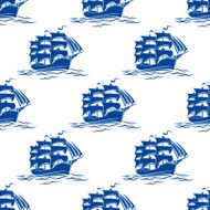 Seamless pattern of a sailing ships