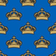 Golden royal crowns seamless pattern