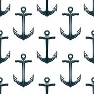 Vintage blue naval anchors seamless pattern
