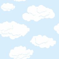 Blue sky and white clouds Seamless pattern Vector background