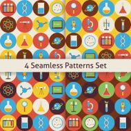 Four Vector Flat Seamless Science and Education Patterns Set wi N2
