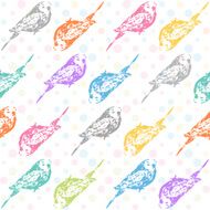 Ink hand drawn parrots seamless pattern