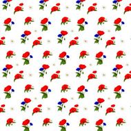 Seamless pattern with chamomile cornflowers and poppies flowers N3