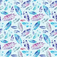 watercolor pattern of imprint leaves seamless texture background N2