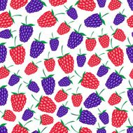 raspberries and blackberries fruit summer seamless pattern eps10