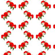 Seamless pattern with chamomile and poppies flowers N2