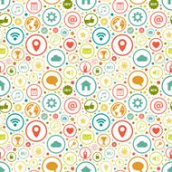 Seamless pattern with icons on various themes