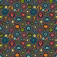 Seamless pattern with icons on various themes N2