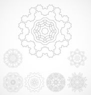 Set of geometric outline rosetta ornamet