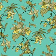 Seamless pattern with flowers orchids N15