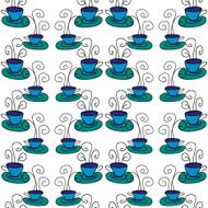 seamless pattern with cartoon tea cups
