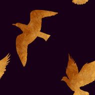 Seamless pattern with golden birds