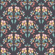 Seamless retro pattern of different colored flowers