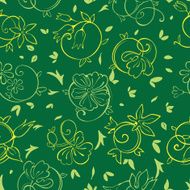 Vector Royal Golden Green Flowers Seamless Pattern