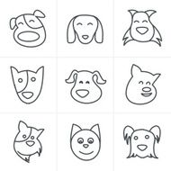 Line Icons Style fun dog icon vector