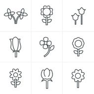 Line Icons Style Vector Flower icon set