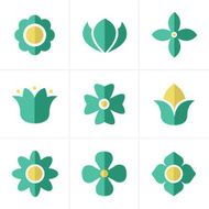 Flat icon Flower Icons Set Vector Design