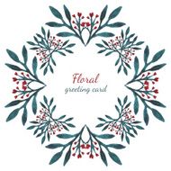 Floral leaves and flowers hearts drawing vector frame watercolor