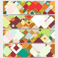 Web banners collection abstract header layouts Abstract colored backgrounds square