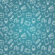 Vector creative seamless pattern with icons and signs