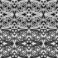 Seamless pattern floral lace ornament - white and black background