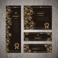 luxurious floral banner template set design