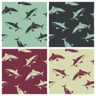 Set of seamless patterns with sharks N2