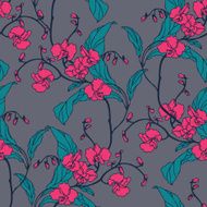 Seamless pattern with flowers orchids N16