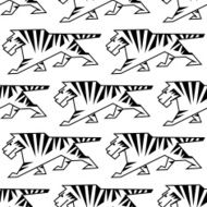 Wild tiger outline seamless pattern
