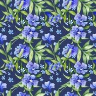 Tileable Floral Texture on Blue Background