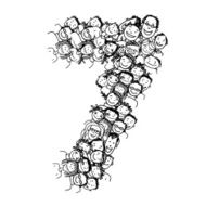 Number seven people crowd vector alphabet design
