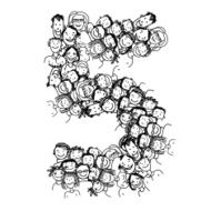 Number five people crowd vector alphabet design