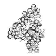 Number four people crowd vector alphabet design