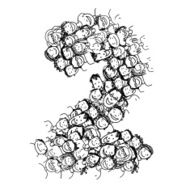 Number two people crowd vector alphabet design