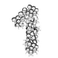 Number one people crowd vector alphabet design