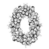 Number zero people crowd vector alphabet design