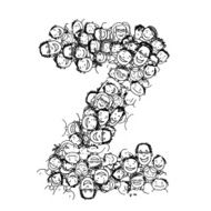 Letter Z people crowd vector alphabet design