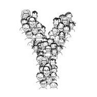 Letter Y people crowd vector alphabet design