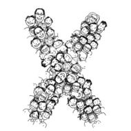 Letter X people crowd vector alphabet design
