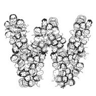 Letter W people crowd vector alphabet design